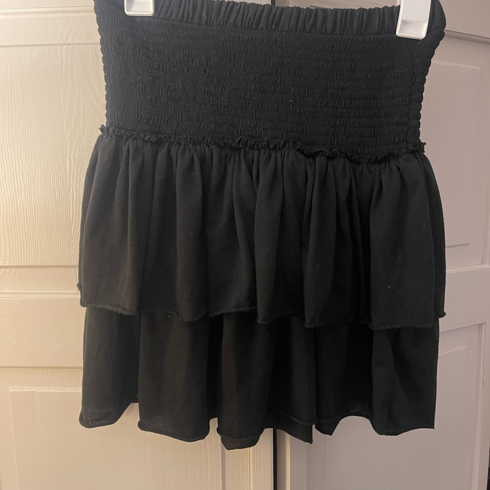 Black Tiered Mini Skirt